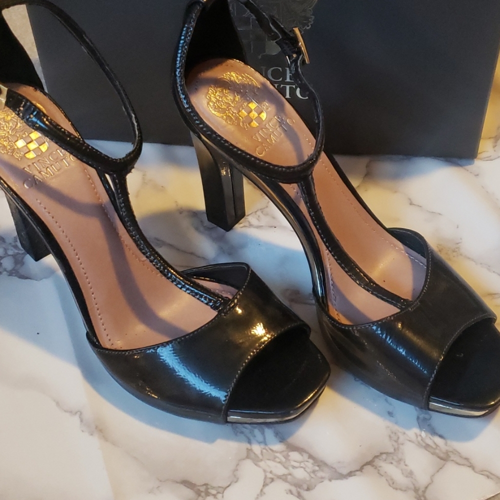 Vince Camuto Black Pumps with Gold Detail